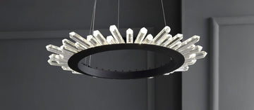 Elsa 24" Adjustable Integrated LED Modern Crystal Pendant - JONATHAN Y